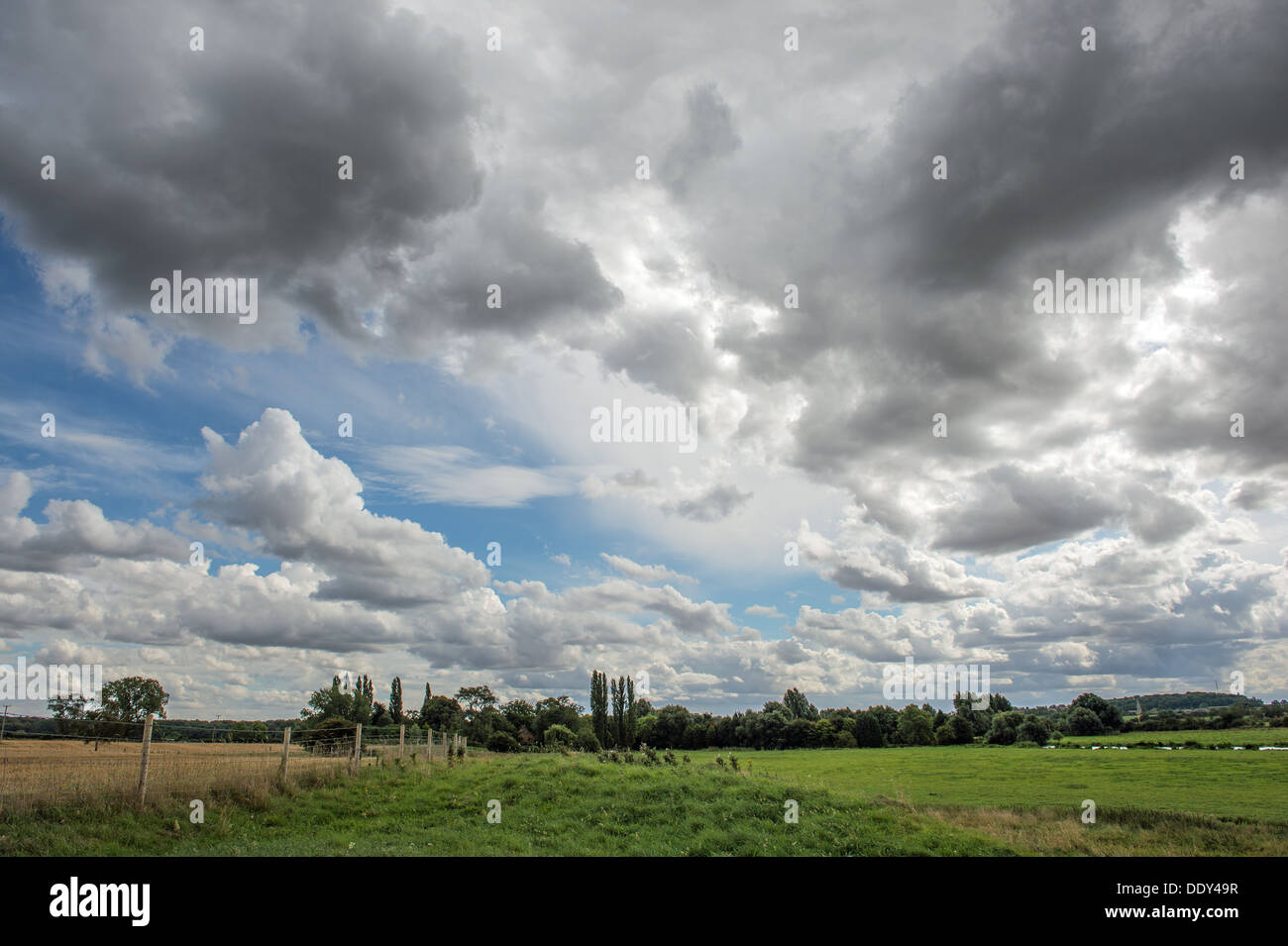 Clouds over the river Nene at Castor Stock Photo