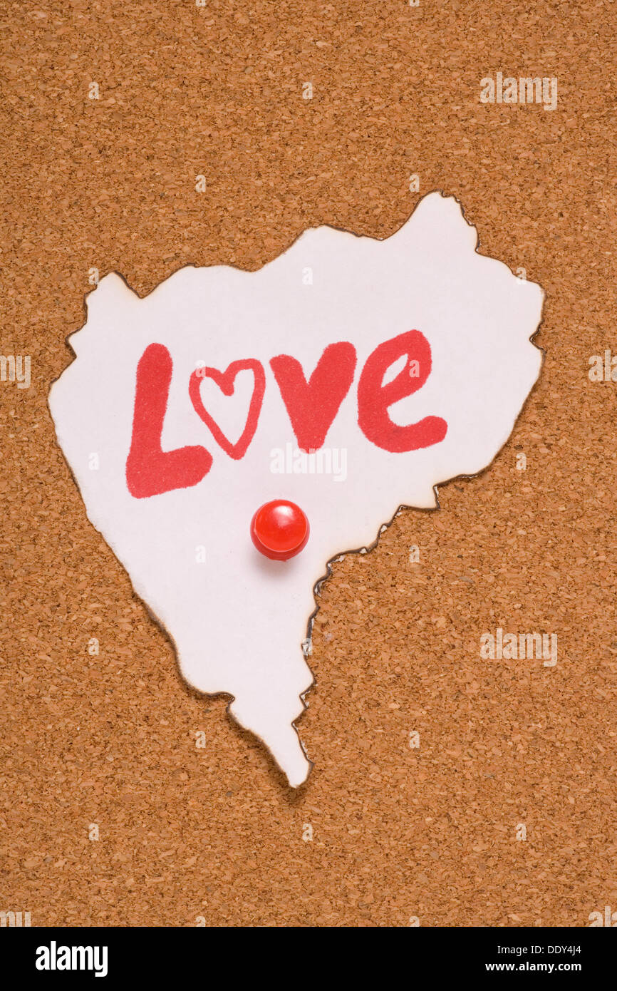 Love note on a cork board Stock Photo