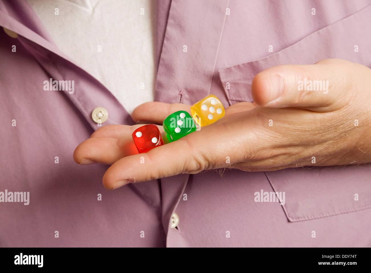 Dice showing three hi-res stock photography and images - Alamy
