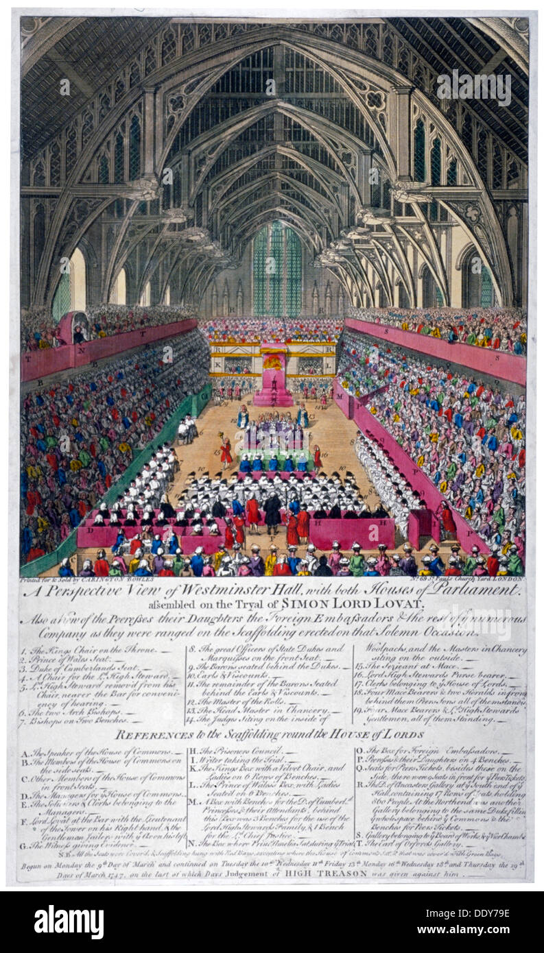 Trial of Lord Lovat, Westminster Hall, London, 1747.                       Artist: Anon Stock Photo