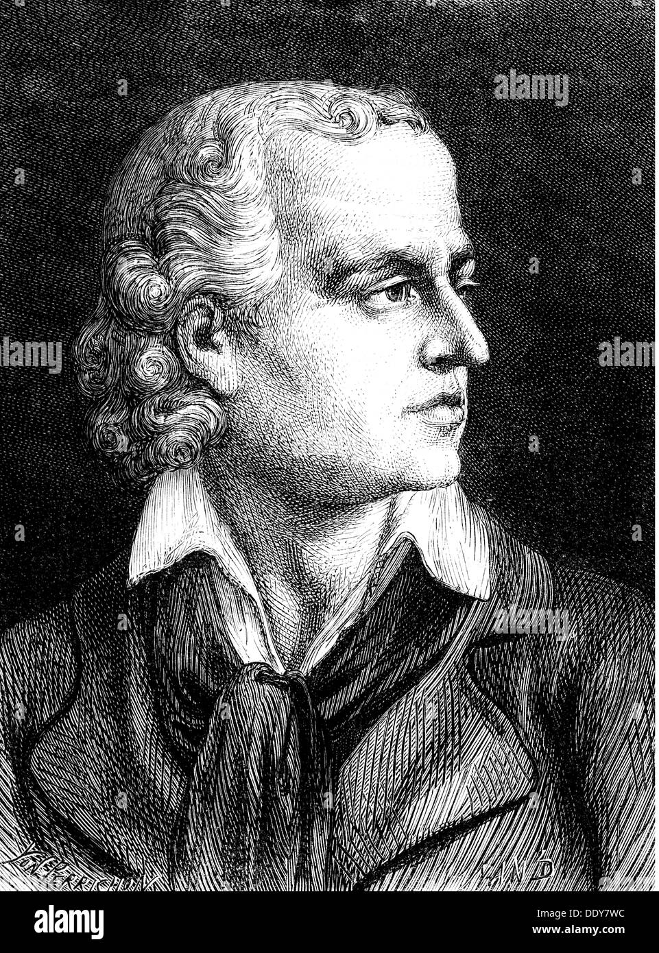 Chalier, Marie Joseph, 1747 - 17.7.1793, French politician, president of the tribunal of Lyon 1791 - 1793, portrait, wood engraving, 19th century, Stock Photo