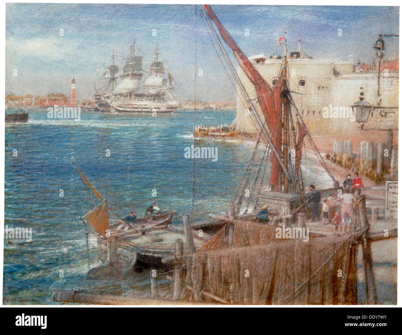 'HMS 'The Victory' at Portsmouth', 1907.                                 Artist: Albert Goodwin Stock Photo