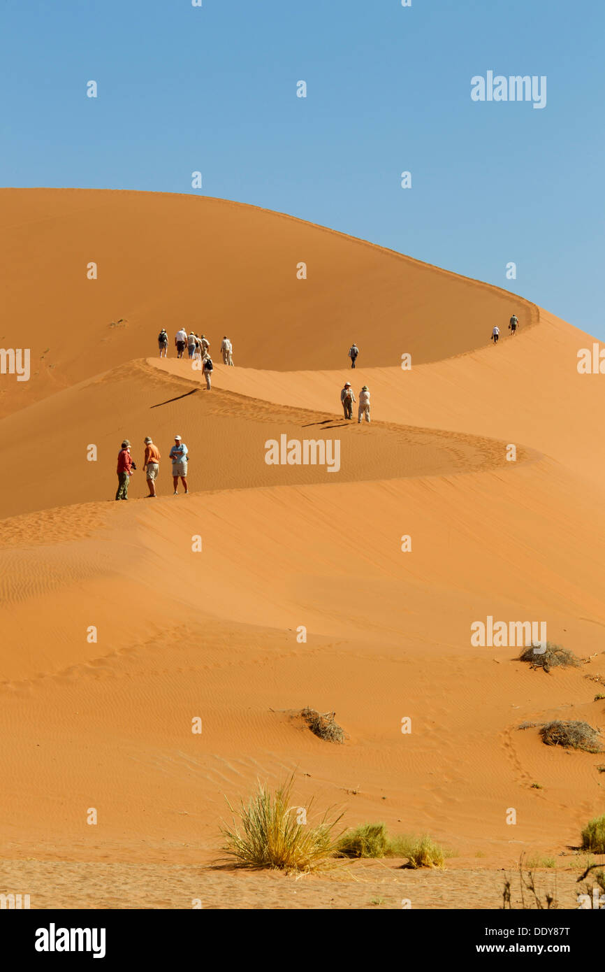 People on a sand dune Stock Photo