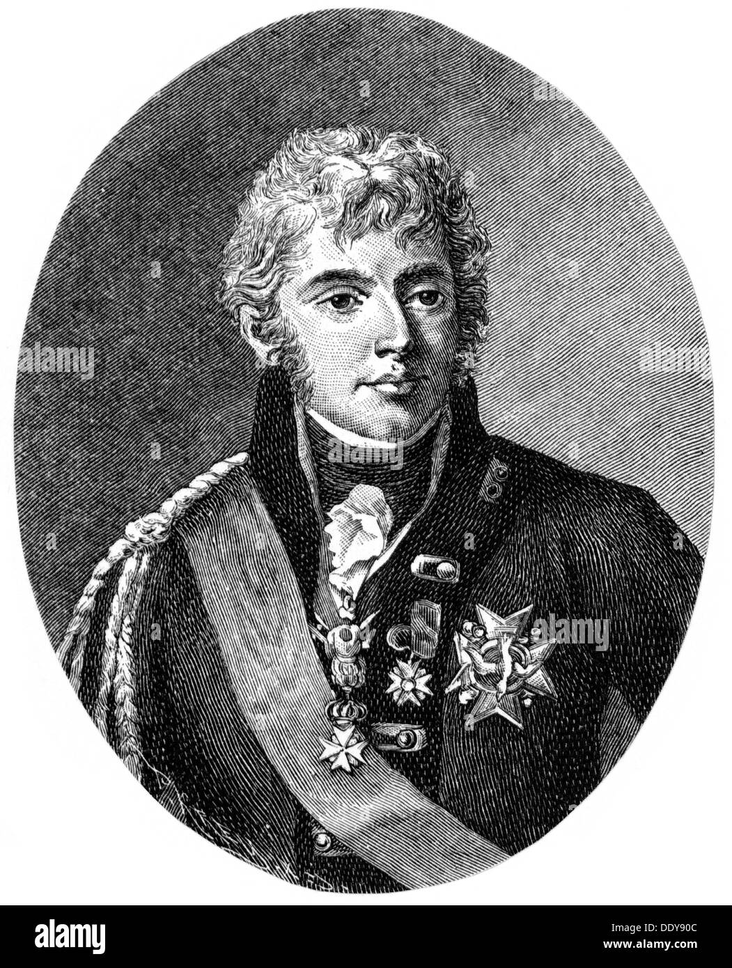 Charles Ferdinand, 24.1.1778 - 14.2.1820, Duke of Berry, half length, steel engraving by Bollinger, 19th century, Artist's Copyright has not to be cleared Stock Photo