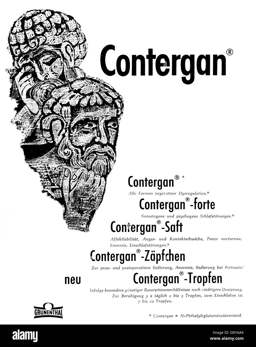 advertising, medicine, advertisement for 'Contergan', Grünenthal GmbH, late 1950s, Additional-Rights-Clearences-Not Available Stock Photo