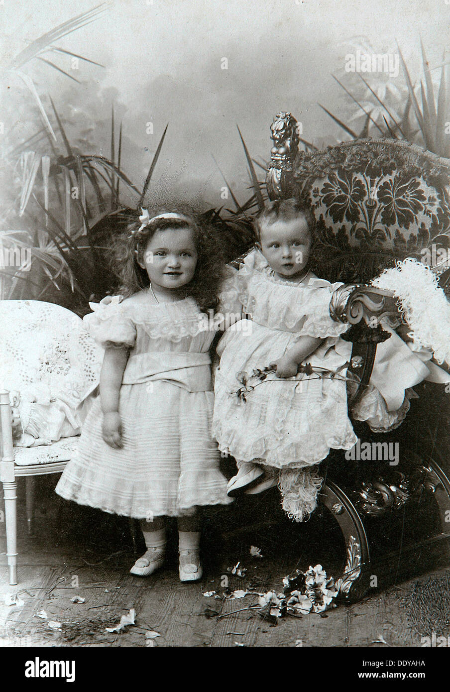 Grand Duchesses Olga Nikolaevna and Tatiana Nikolaievna of Russia, late 19th century. Artist: K von Hahn Stock Photo