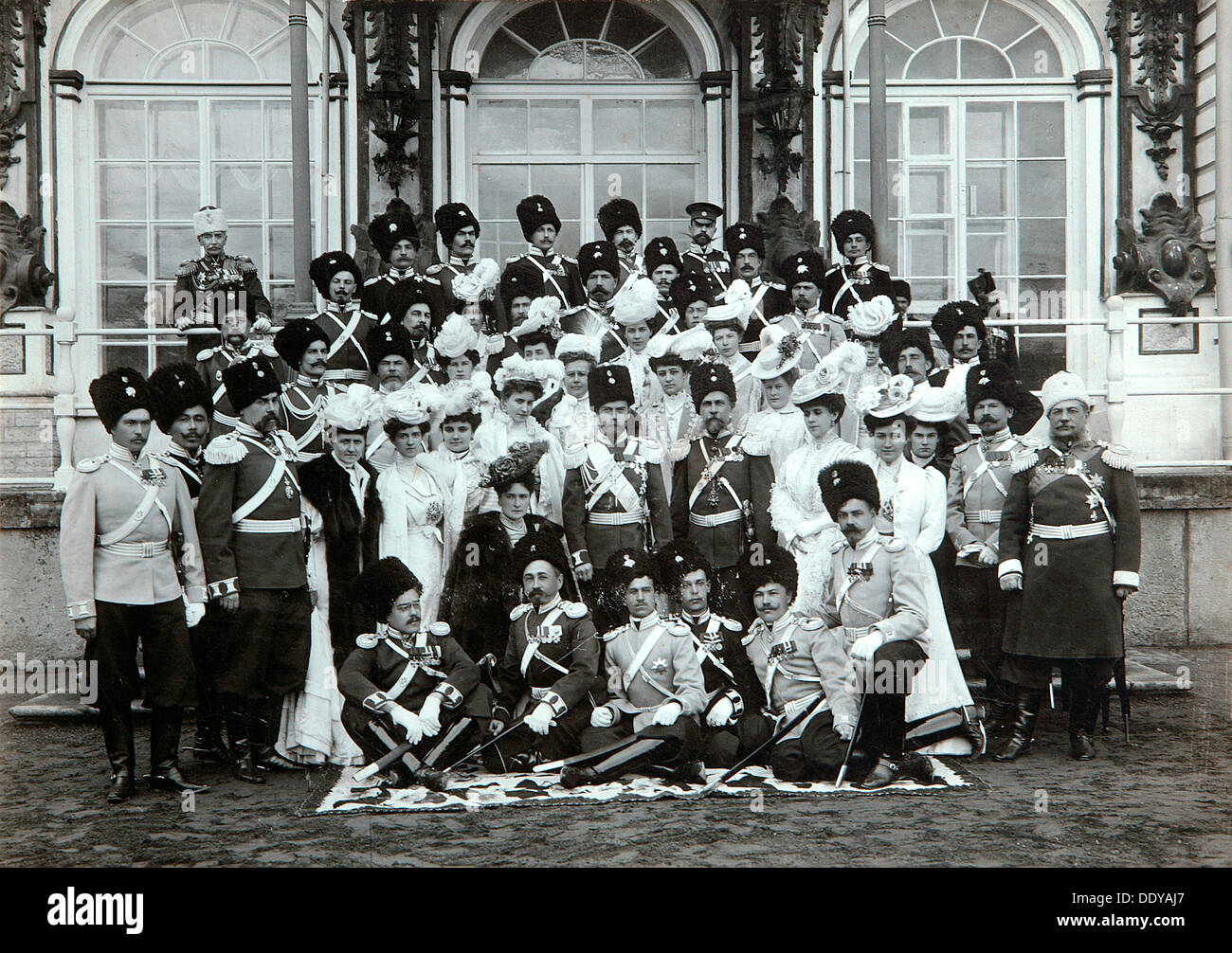 Russian Imperial family outside the Catherine Palace, Tsarskoye Selo, Russia, early 20th century.  Artist: K von Hahn Stock Photo