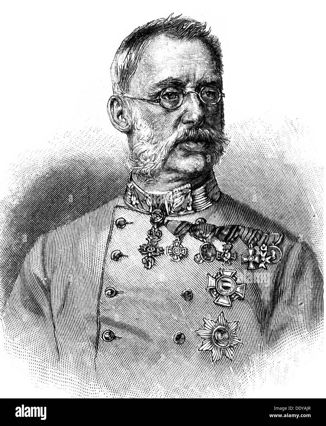 Albrecht, 3.8.1817 - 18.2.1895, Archduke of Austria, Austrian general, inspector general of the Austro-Hungarian Army 1868 - 1895, half length, wood engraving, 2nd half 19th century, , Stock Photo
