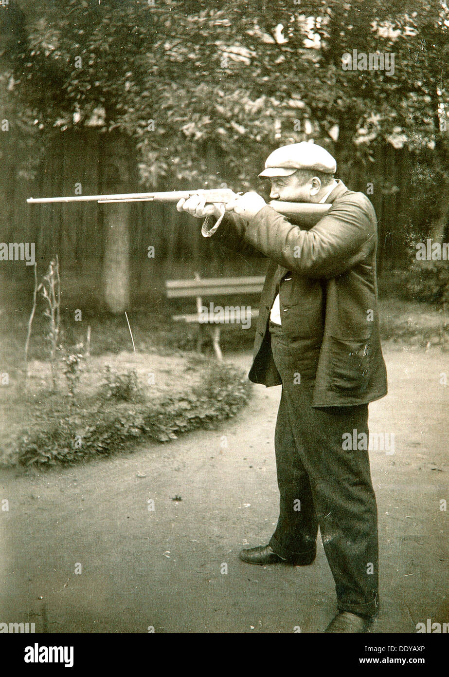 Russian author Alexander Kuprin shooting, Gatchina, Russia, early 20th century.  Artist: Karl Karlovich Bulla Stock Photo