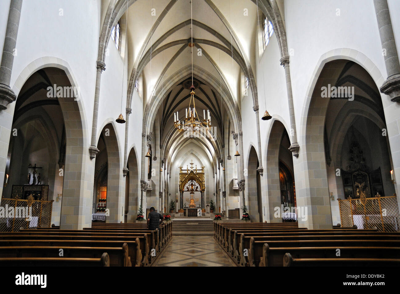 Interior view, neo-Gothic St. Ottilien Archabbey, built 1897-1899, near Landsberg, Bavaria Stock Photo