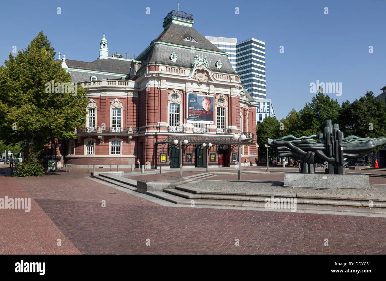 Johannes Brahms Platz with Laeiszhalle and Sculpture by Maria Pirwitz