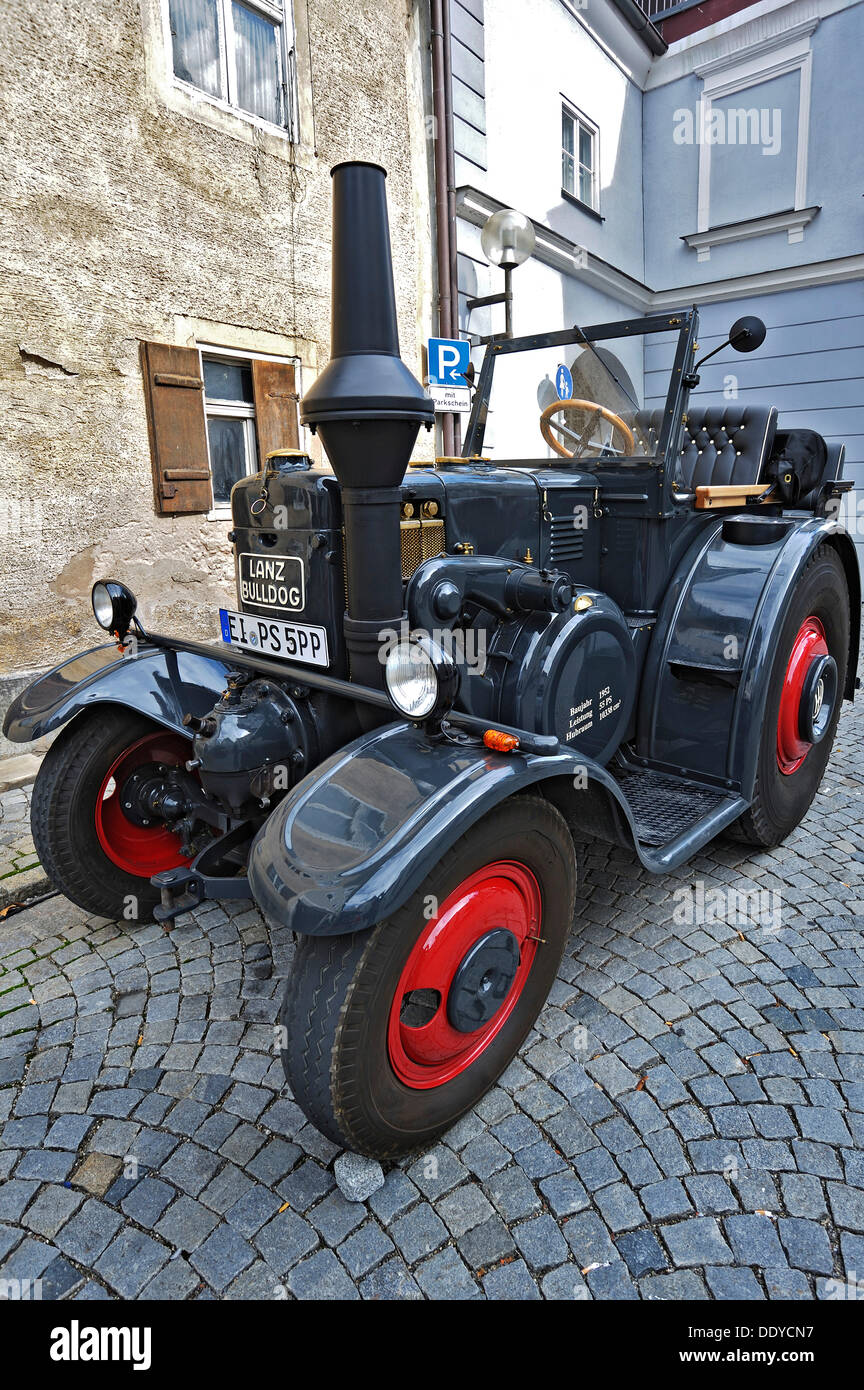 Lanz Bulldog tractor from 1952, altered number plate, Eichstaett, Bavaria Stock Photo
