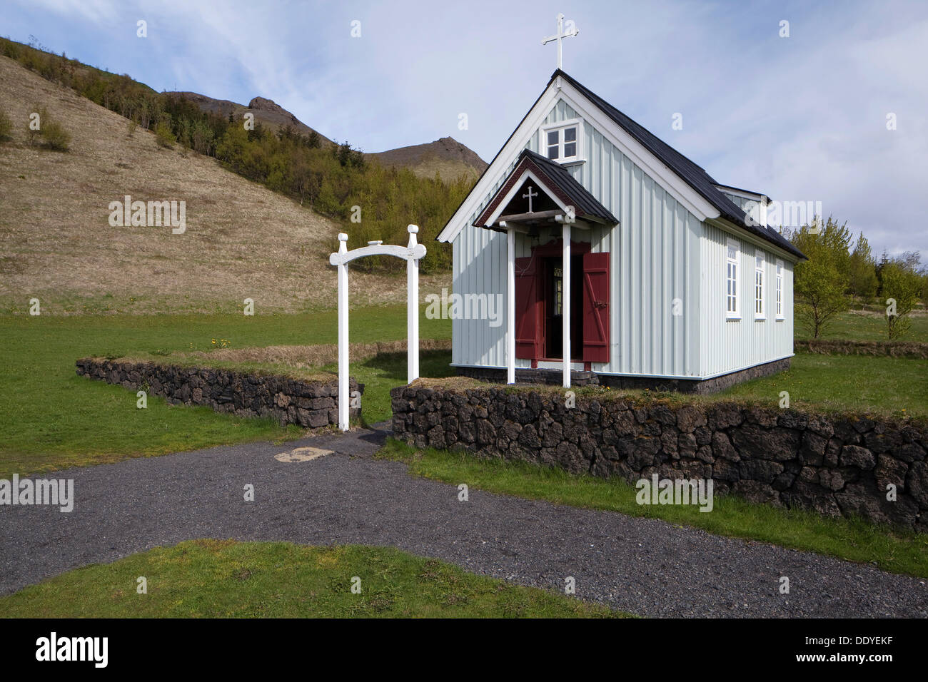 Church at the Skogar heritage museum, Skogar, South Iceland, Iceland, Europe Stock Photo