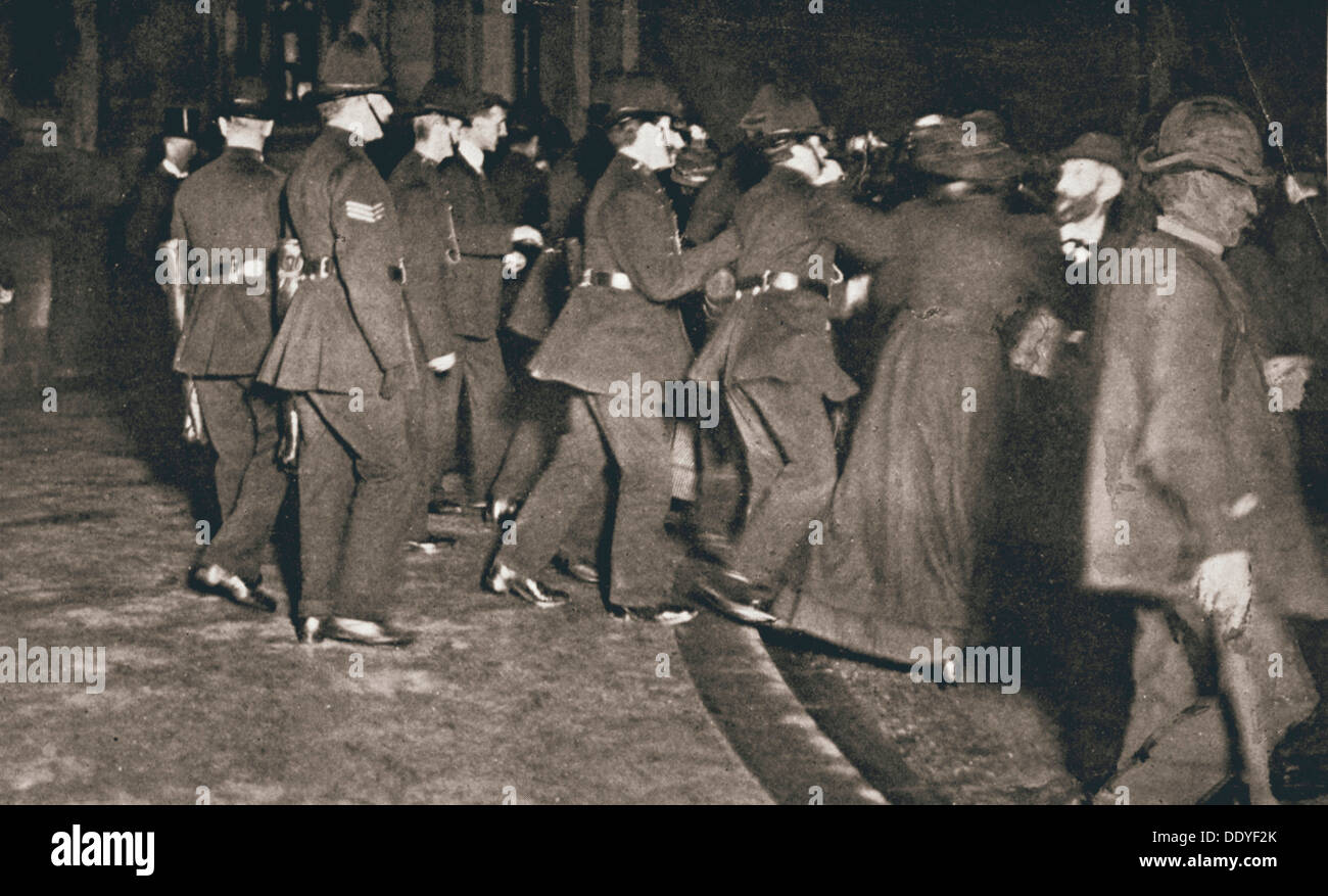 The Women's Freedom League attempting to enter the House of Commons, London, 1908. Artist: Unknown Stock Photo