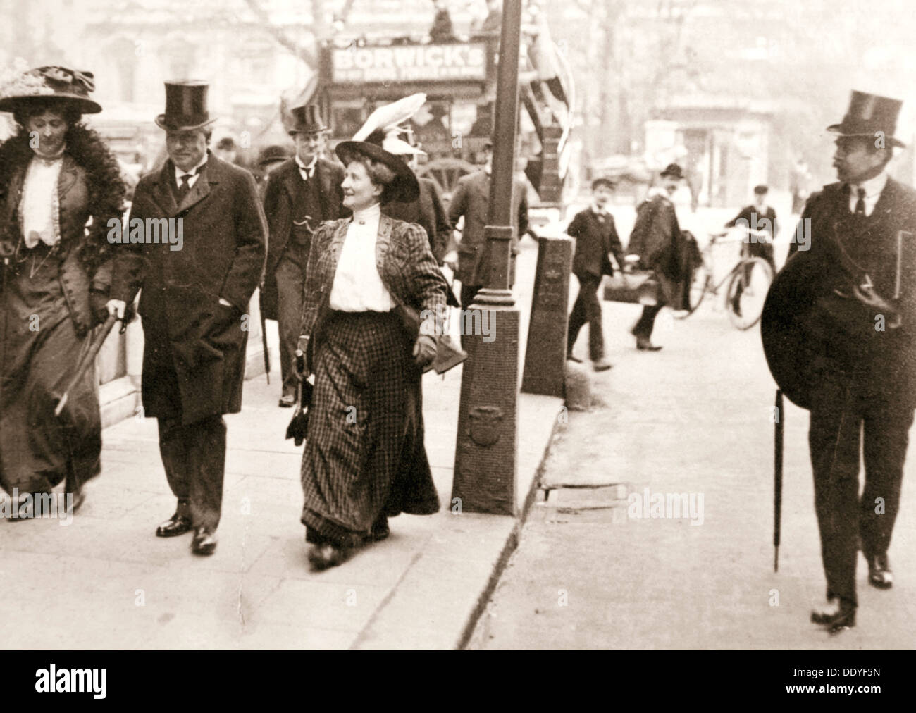 Suffragettes trying to speak to the Prime Minister, London, 1908. Artist: Unknown Stock Photo