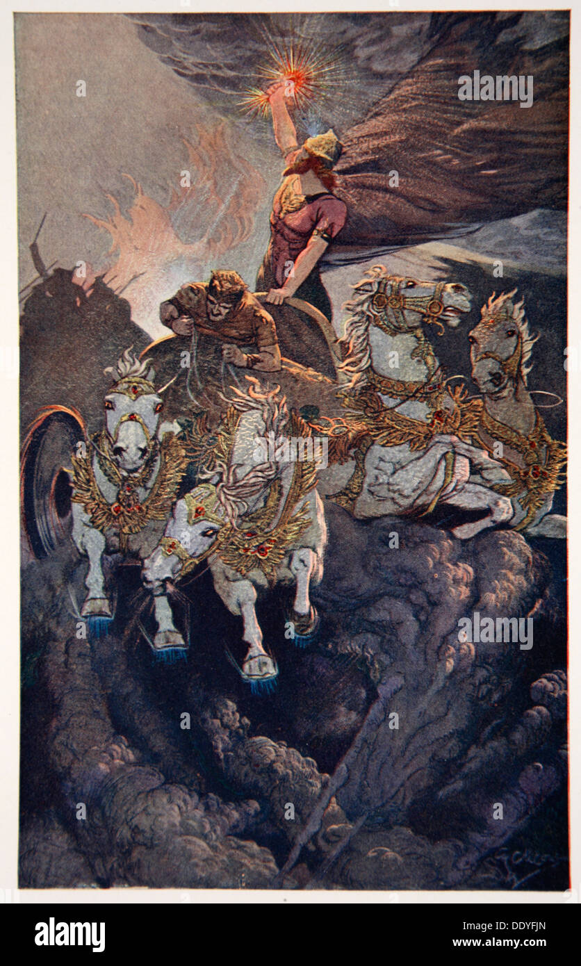 'Merodach sets forth to attack Tiamat', 1915.  Artist: Ernest Wellcousins Stock Photo