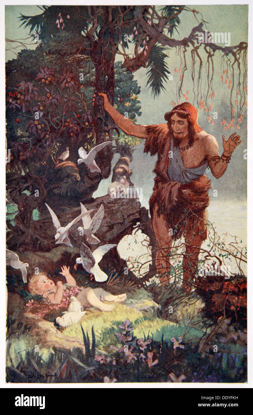 'The Shepherd finds the babe Semiramus', 1915.  Artist: Ernest Wellcousins Stock Photo