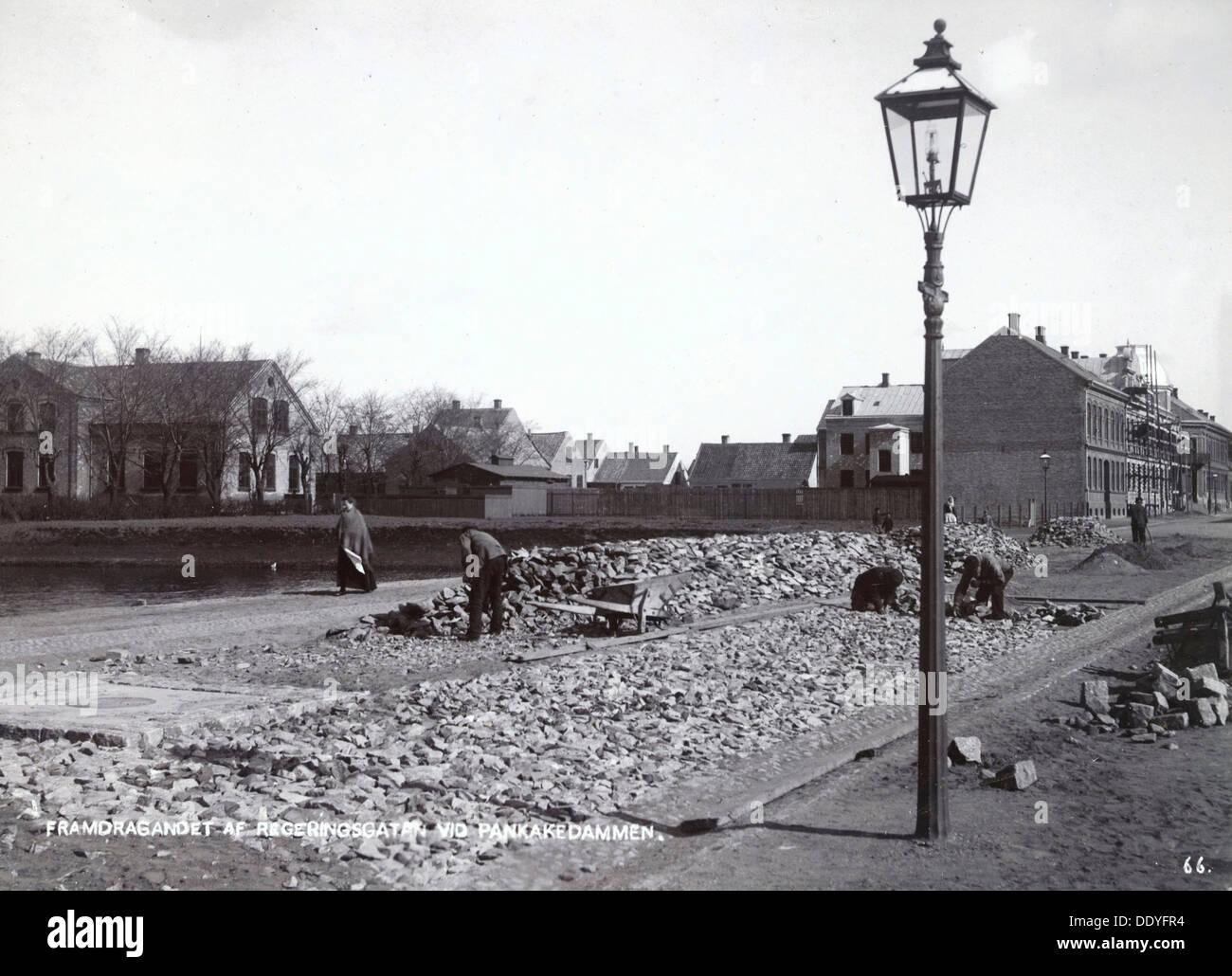 A new road being built, Landskrona, Sweden, 1900. Artist: Borg Mesch Stock Photo