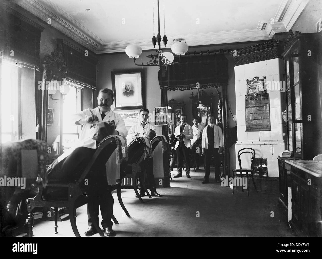 Barber's shop, Malmö, Sweden. 1911. Artist: Unknown Stock Photo