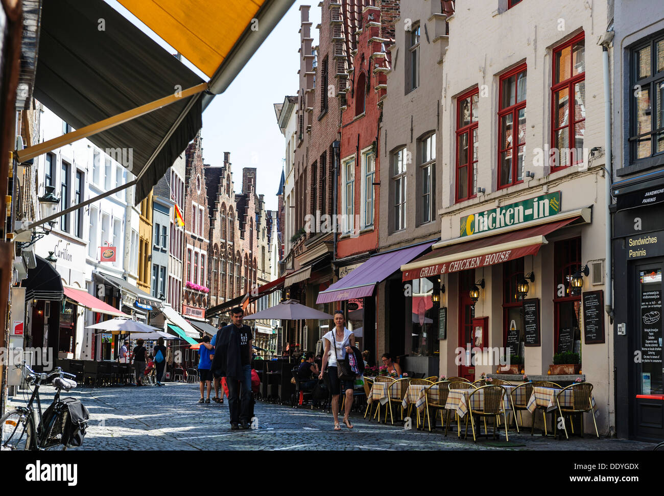 Cafés line the SintAmandsstraat, Brugge, Belgium Stock Photo Alamy