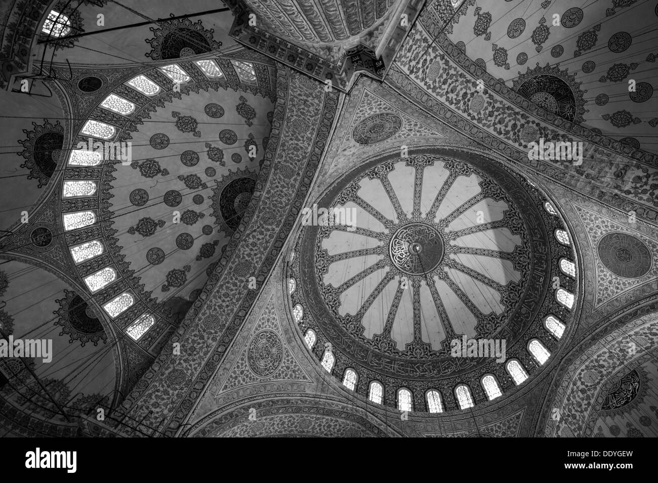 The ceiling of the Sultanahmet Mosque (Blue Mosque) Istanbul Stock Photo