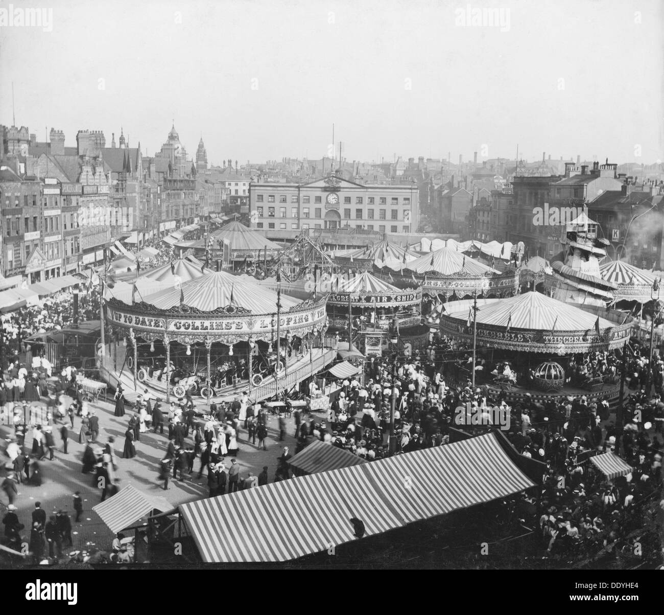 Goose Fair, Market Place, Nottingham, Nottinghamshire, 1908. Artist: Henson & Co Stock Photo