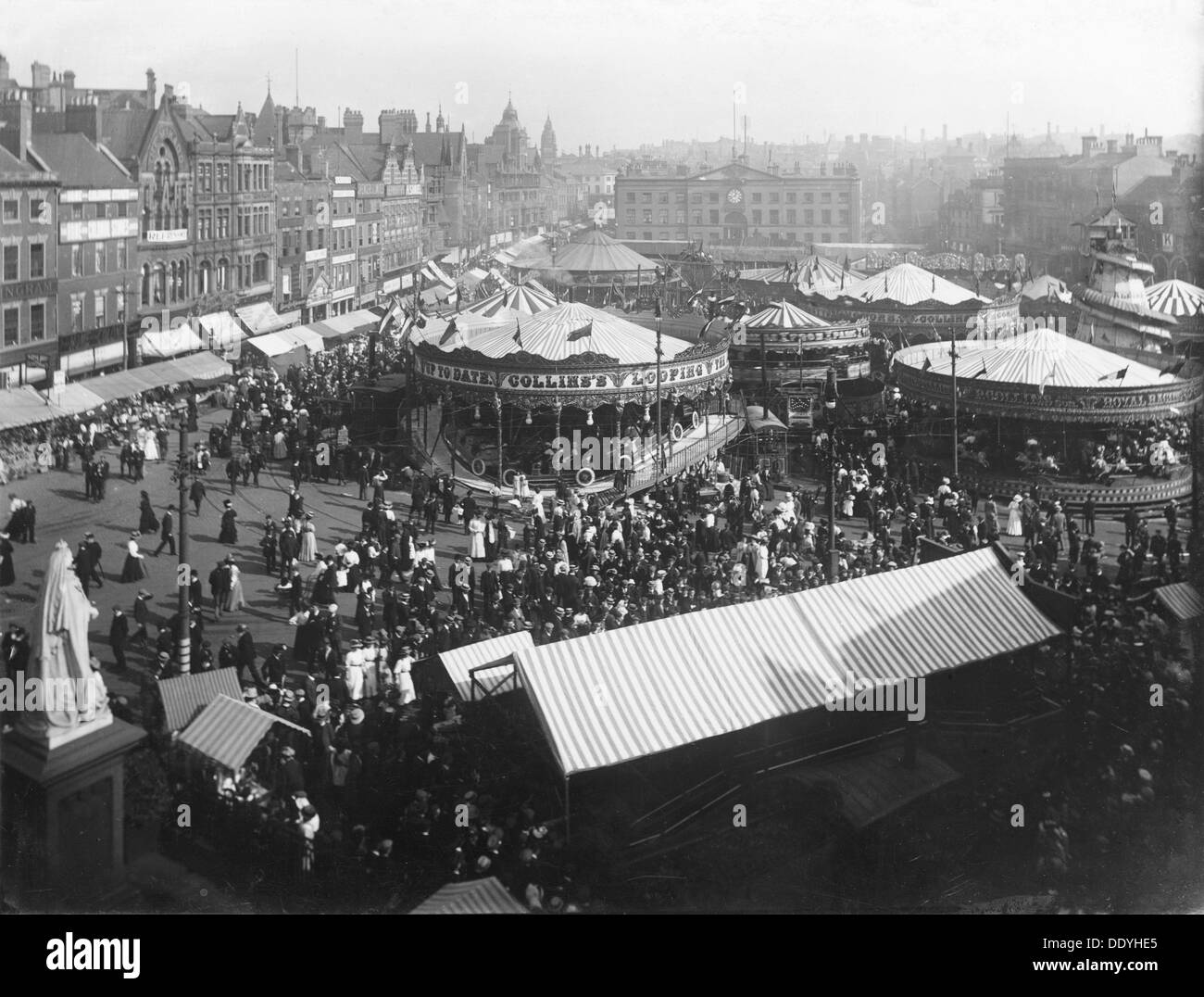 Goose Fair, Market Place, Nottingham, Nottinghamshire, 1908. Artist: Henson & Co Stock Photo