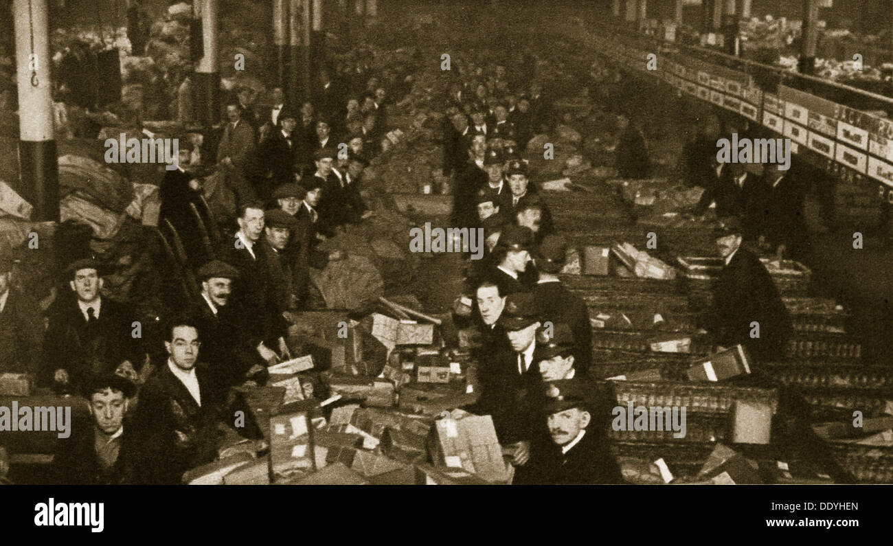 Sorting parcels at the Post Office, Mount Pleasant, London, 20th