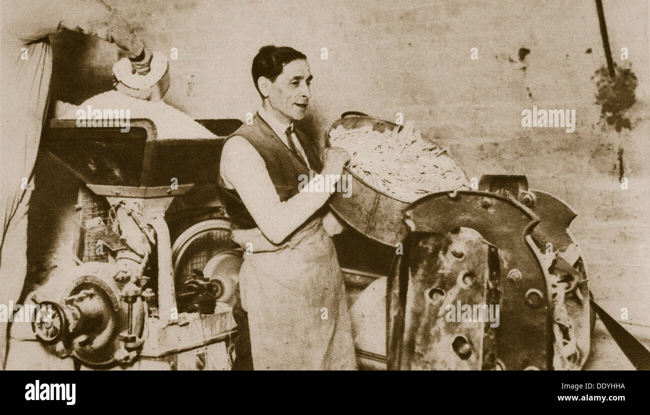 Jewish bakery preparing unleavened bread for Passover, 20th century. Artist: Unknown Stock Photo