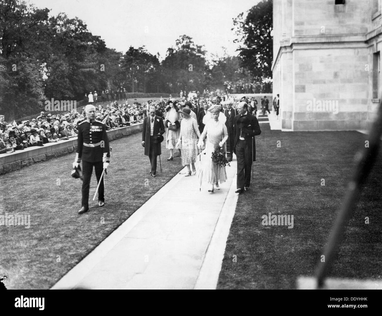 King George V and Queen Mary at the opening ceremony of the University of Nottingham, 1928. Artist: Henson & Co Stock Photo