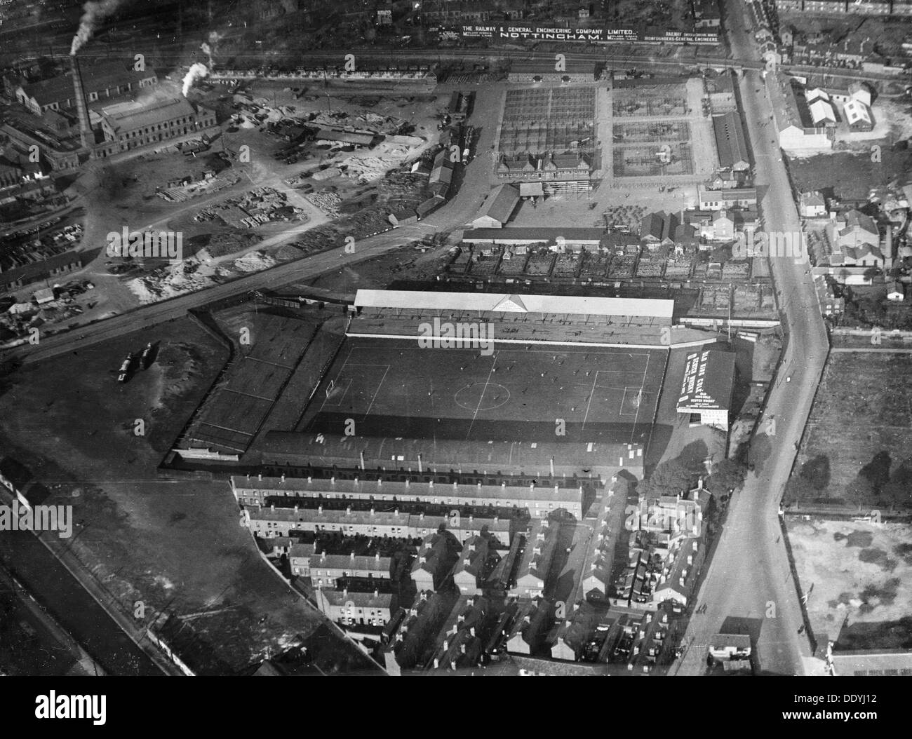 Notts County football ground, Meadow Lane, Nottingham, Nottinghamshire, 1927. Artist: Surrey Flying Services Stock Photo