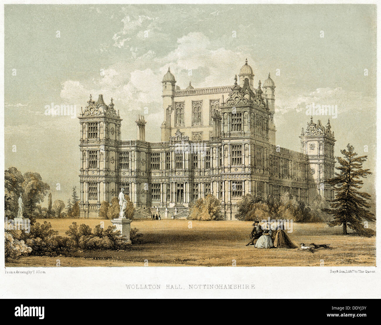 South-east aspect of Wollaton Hall, Nottingham, Nottinghamshire, c1858. Artist: Day & Son Stock Photo