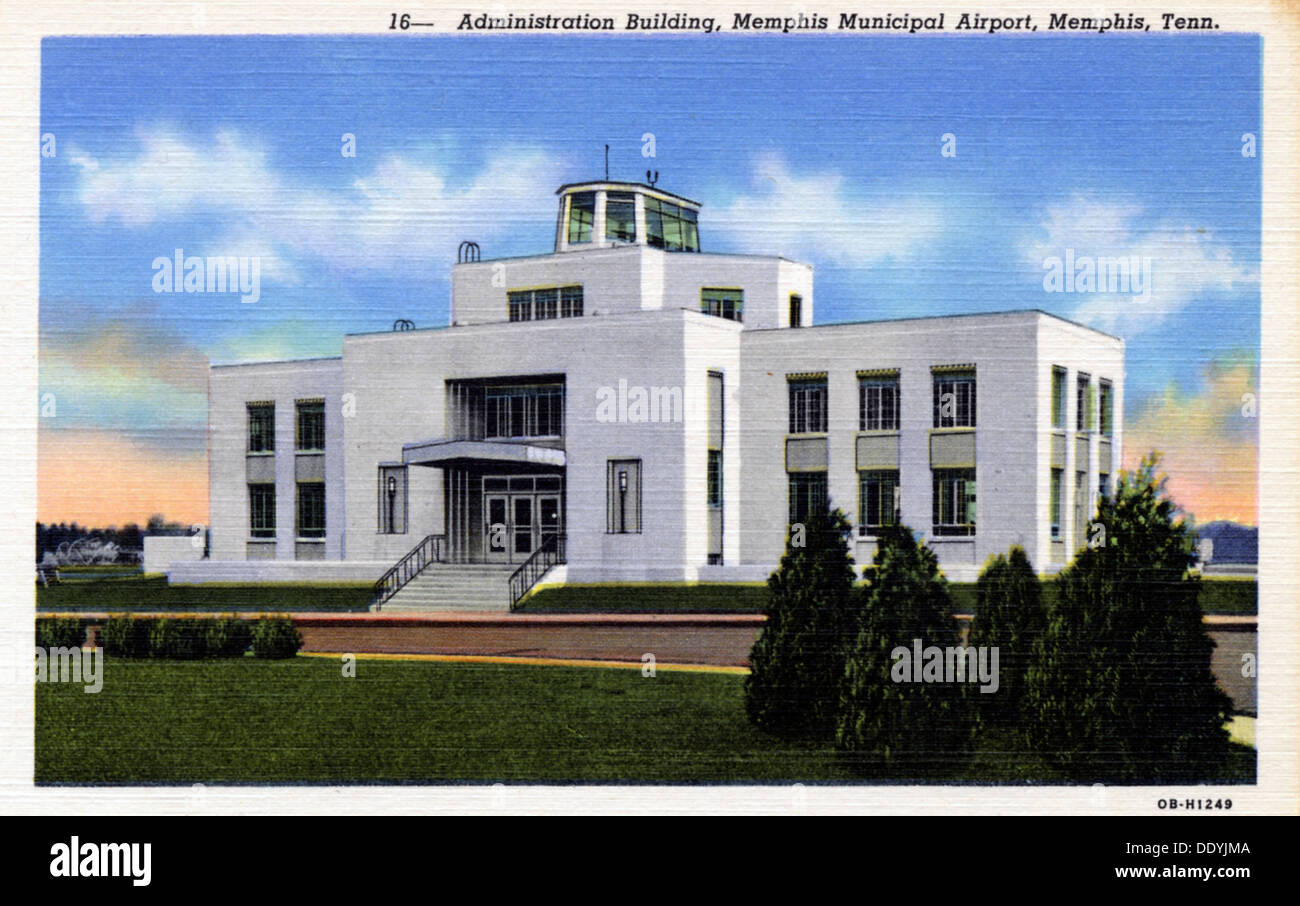 Administration Building, Memphis Municipal Airport, Memphis, Tennessee, USA, 1940. Artist: Unknown Stock Photo