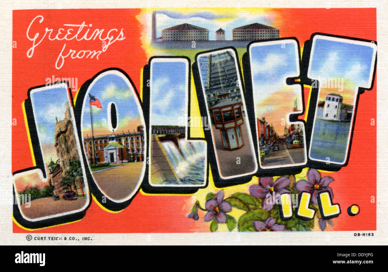 'Greetings from Joliet, Illinois', postcard, 1940. Artist: Unknown Stock Photo