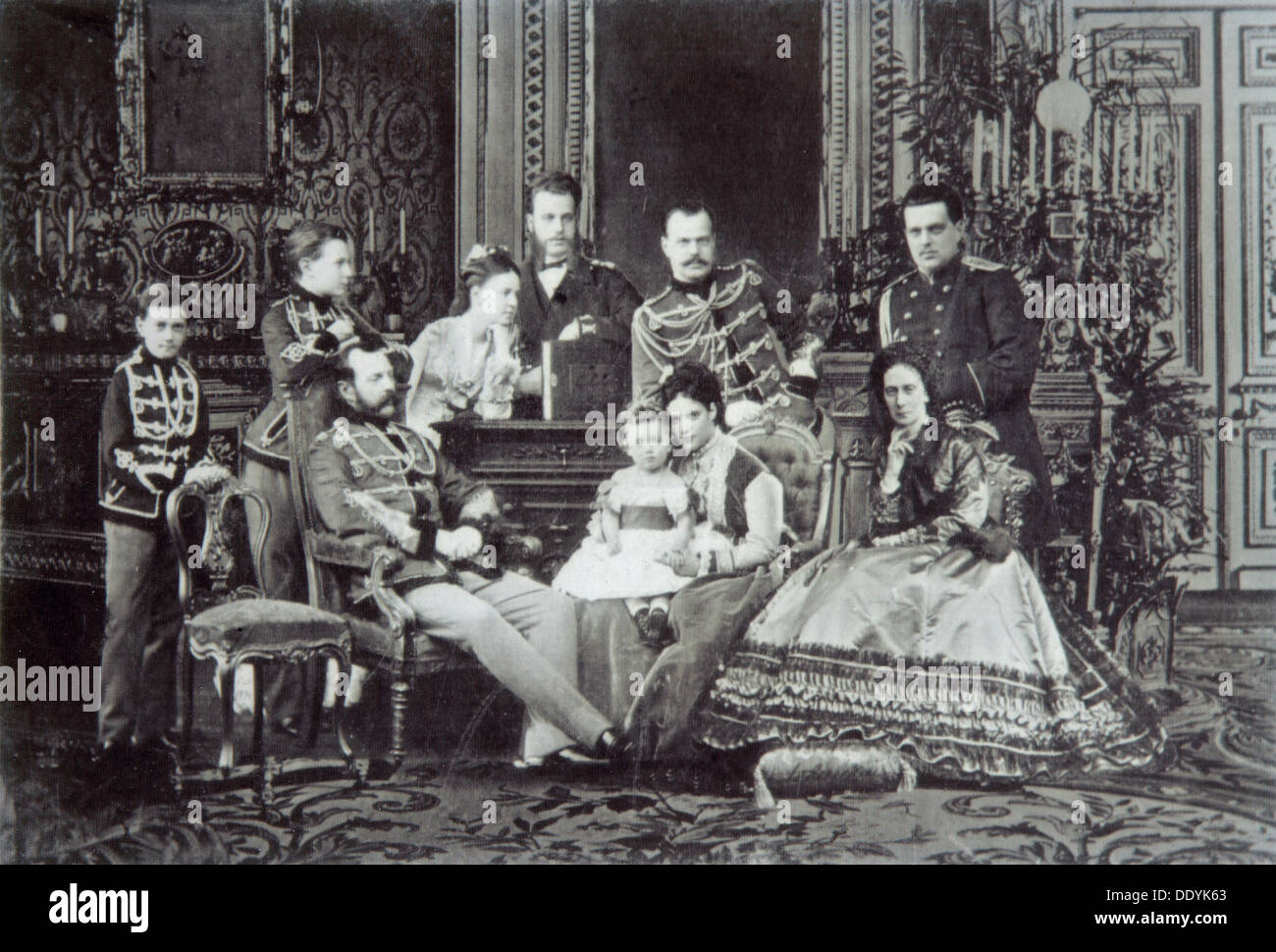 Family portrait of Tsar Alexander II of Russia, 1860s. Artist: Unknown Stock Photo