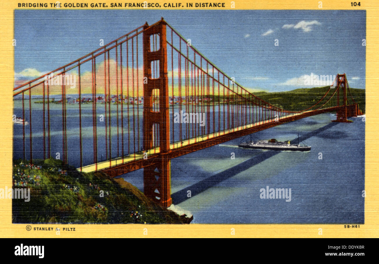 The Golden Gate Bridge, San Francisco, California, USA, 1945. Artist: Unknown Stock Photo