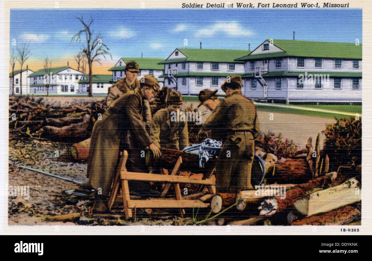 Army detail at work, Fort Leonard Wood, Missouri, USA, 1941. Artist: Unknown Stock Photo