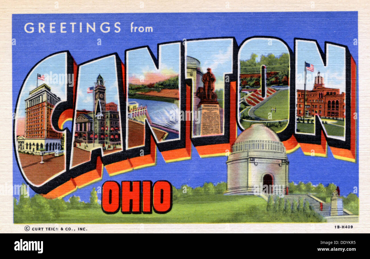 'Greetings from Canton, Ohio', postcard, 1941 Stock Photo 60229881 Alamy