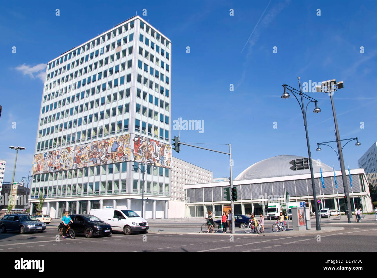 Haus des Lehrers building and Congress Hall, Alexanderplatz square, Berlin Stock Photo