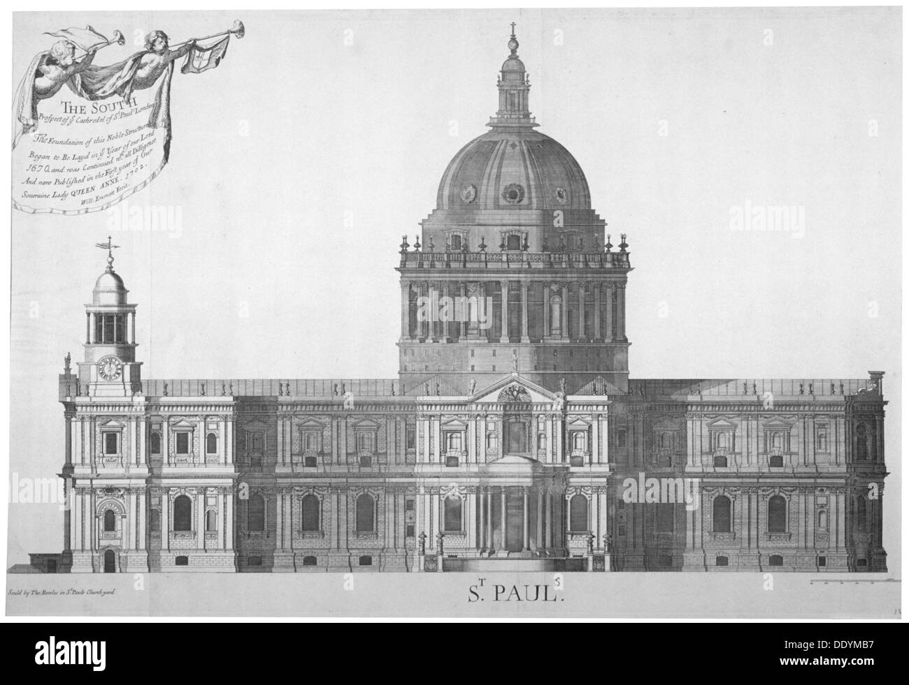 South elevation of St Paul's Cathedral, City of London, 1702. Artist
