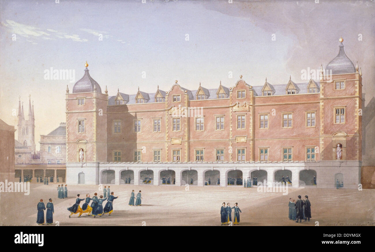Christ's Hospital School, Newgate Street, City of London, 1831. Artist: John Shaw Stock Photo