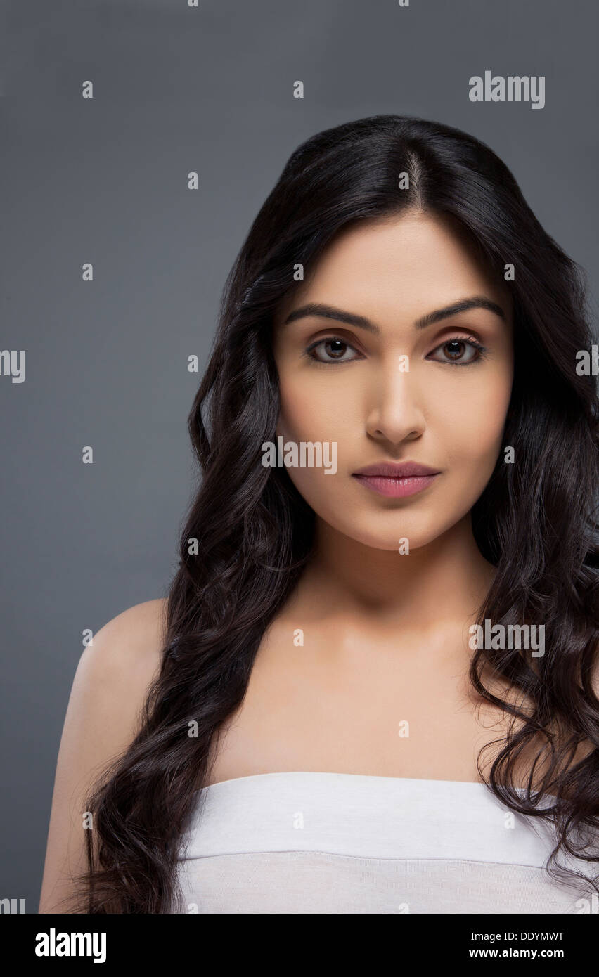 Confident indian woman long hair hi-res stock photography and images ...