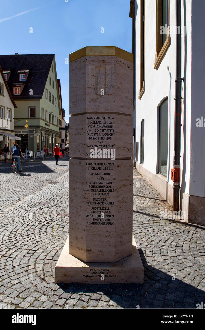 Staufer stele, on Johannisplatz square, referring to the Hohenstaufen