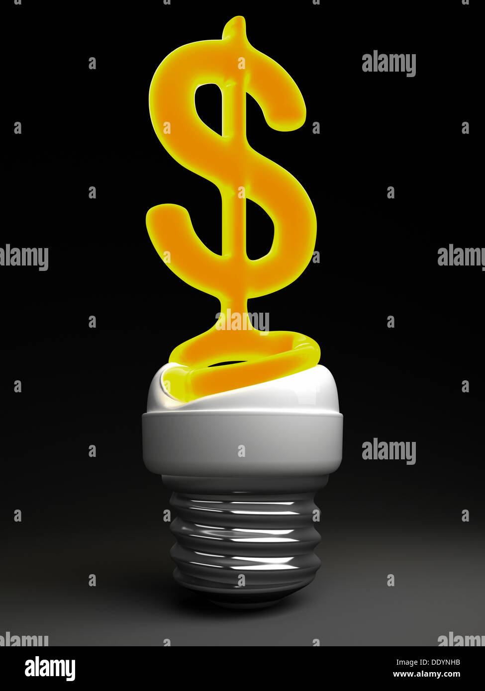Energy-saving bulb with a dollar sign Stock Photo