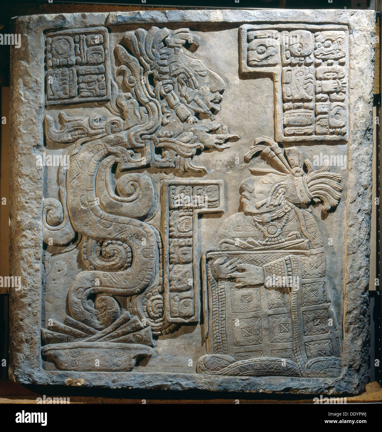 Lintel 15 of Yaxchilan Structure 21, Mayan, Mexico, 770. Artist: Werner Forman Stock Photo