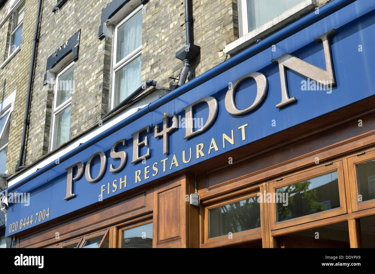 Poseidon Fish Restaurant High Road, East Finchley, London, UK. Stock Photo