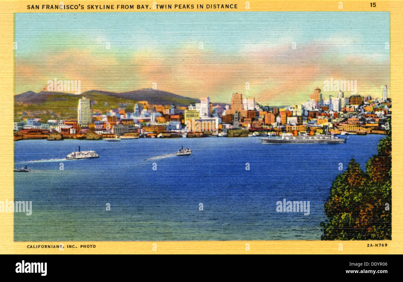 San Francisco's skyline from the Bay, California, USA, 1932. Artist: Unknown Stock Photo