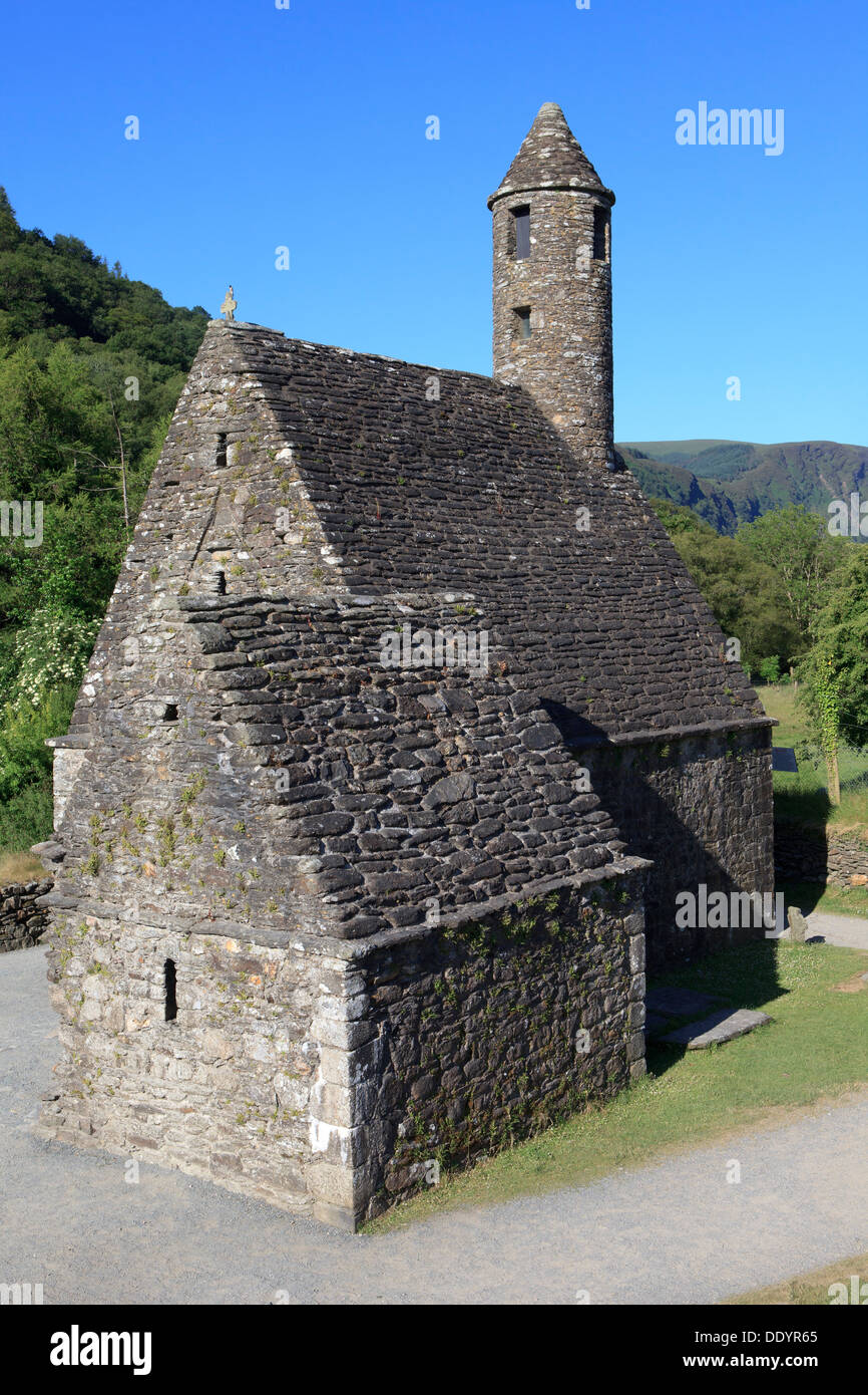 St. Kevin's Church in Glendalough (County Wicklow), Ireland Stock Photo