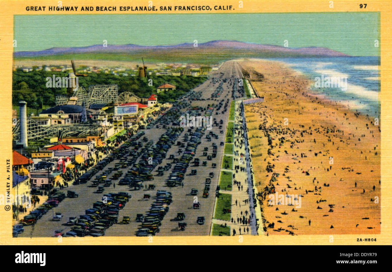 Great Highway and Beach Esplanade, San Francisco, California, USA, 1932. Artist: Unknown Stock Photo