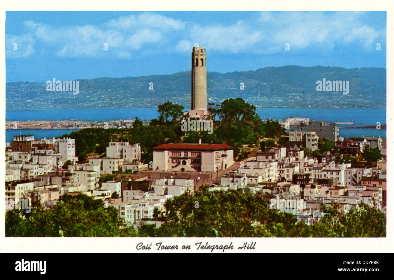 Coit Tower on Telegraph Hill, San Francisco, California, USA, 1957. Artist: Unknown Stock Photo